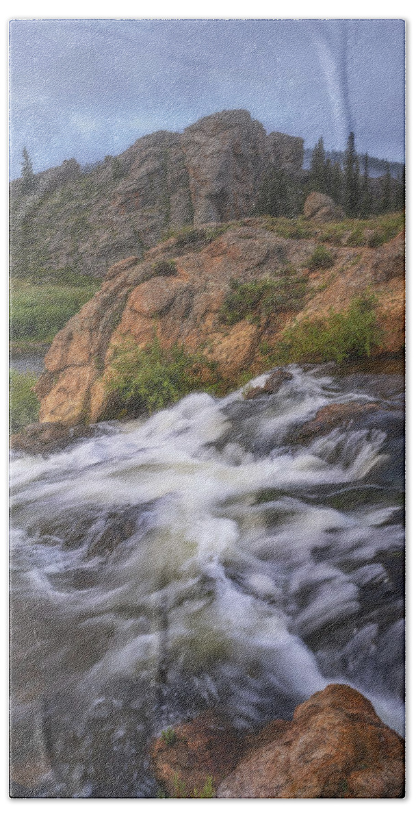 Colorado Beach Towel featuring the photograph Morning Fog at the Falls by Darren White
