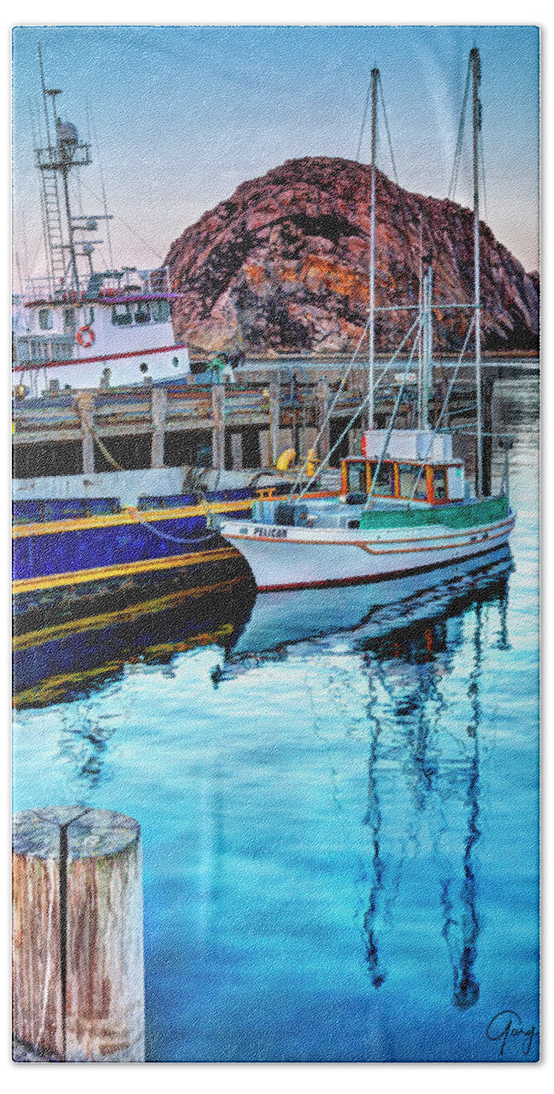 Reflection Beach Towel featuring the photograph Morro Bay Harbor by Gary Johnson