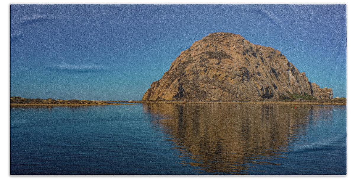 Bay Beach Towel featuring the photograph Morro Rock by Local Snaps Photography