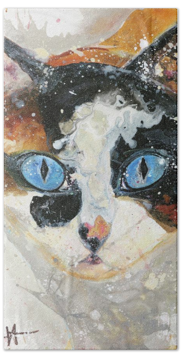 Tabby Cat Beach Towel featuring the painting Moses by Kasha Ritter