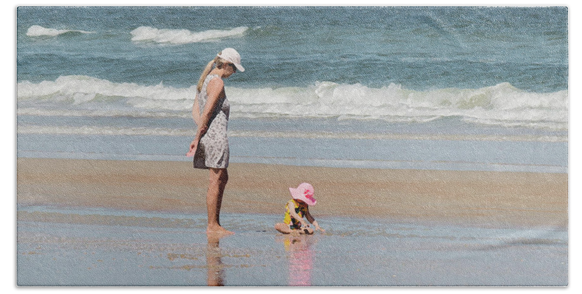 Beach Beach Towel featuring the photograph Mother and Child Beach Moment by Neala McCarten