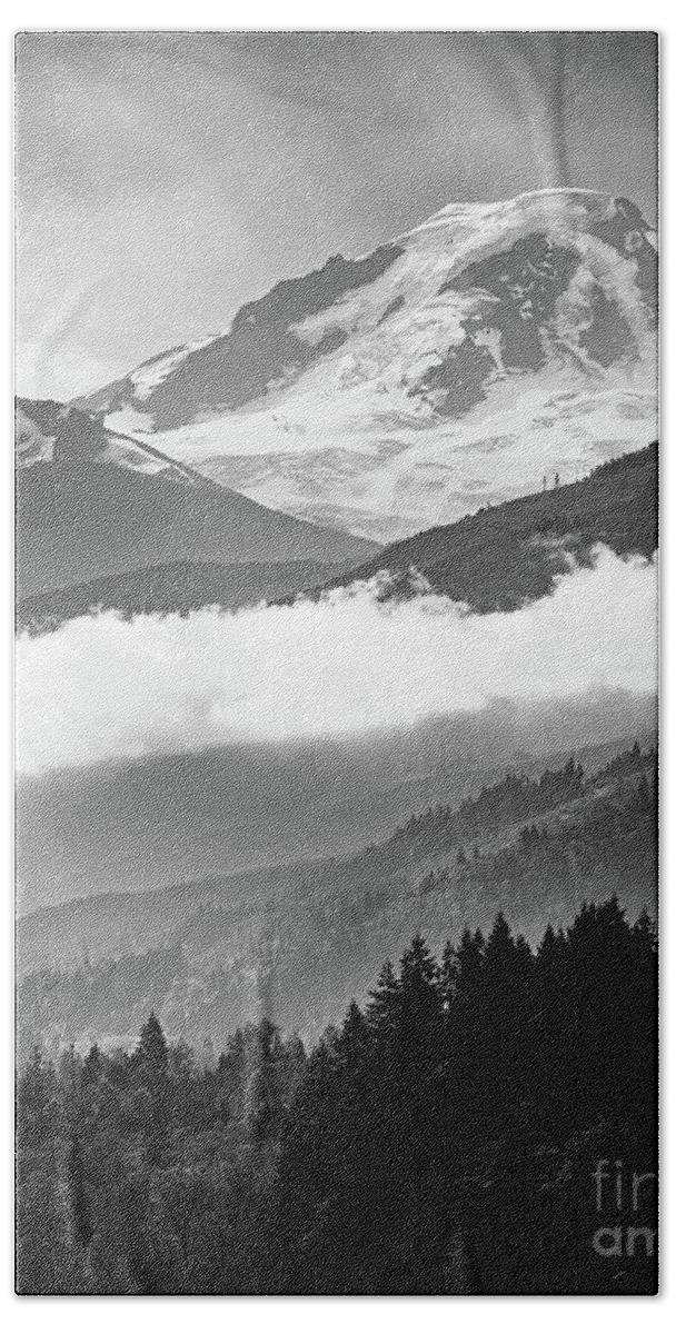 American Beach Towel featuring the photograph Mount Baker in Black And White by Henk Meijer Photography