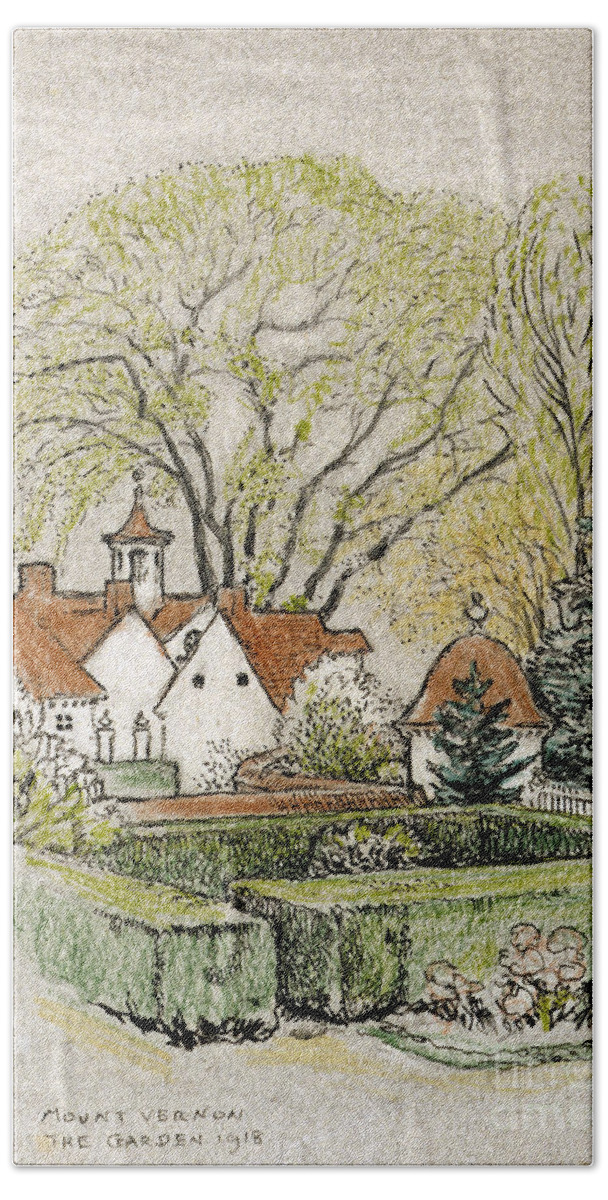 18th Century Beach Towel featuring the drawing Mount Vernon, 1918 by Robert Latou Dickinson
