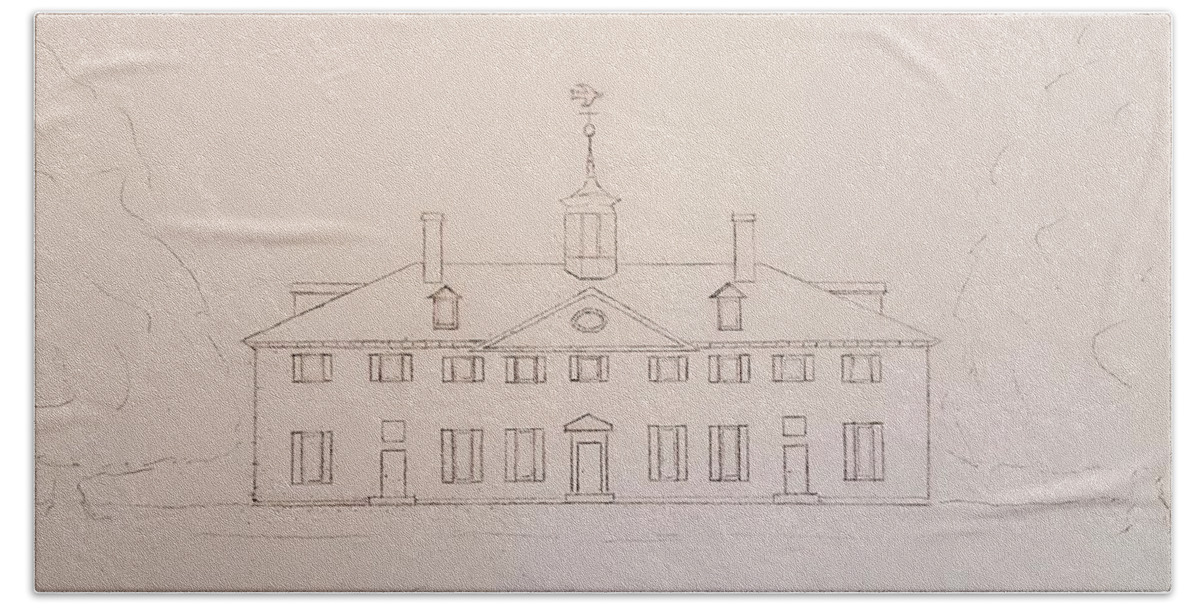 Sketch Beach Towel featuring the drawing Mount Vernon by John Klobucher