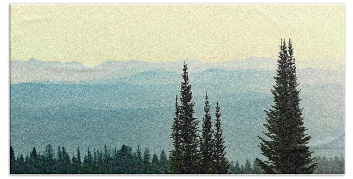 Yellowstone Beach Towel featuring the photograph Mount Washburn Mist by Todd Klassy