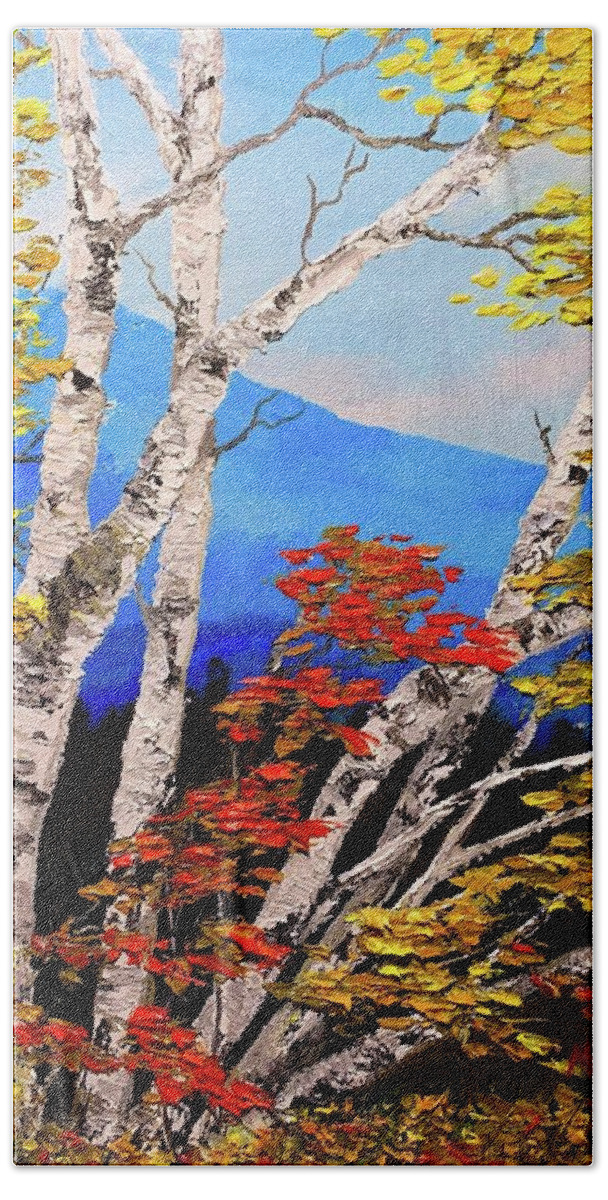  Beach Towel featuring the painting Mountain Autumn by Peggy Miller