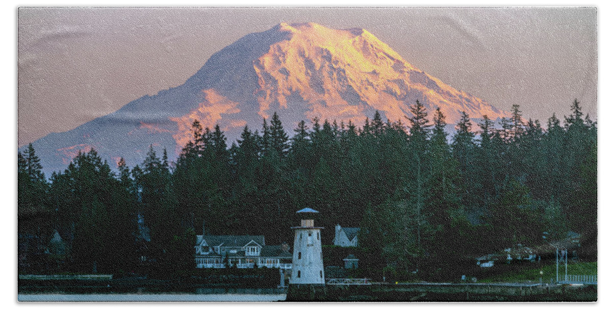Mount Rainier Beach Towel featuring the photograph Mountain Light by Clinton Ward