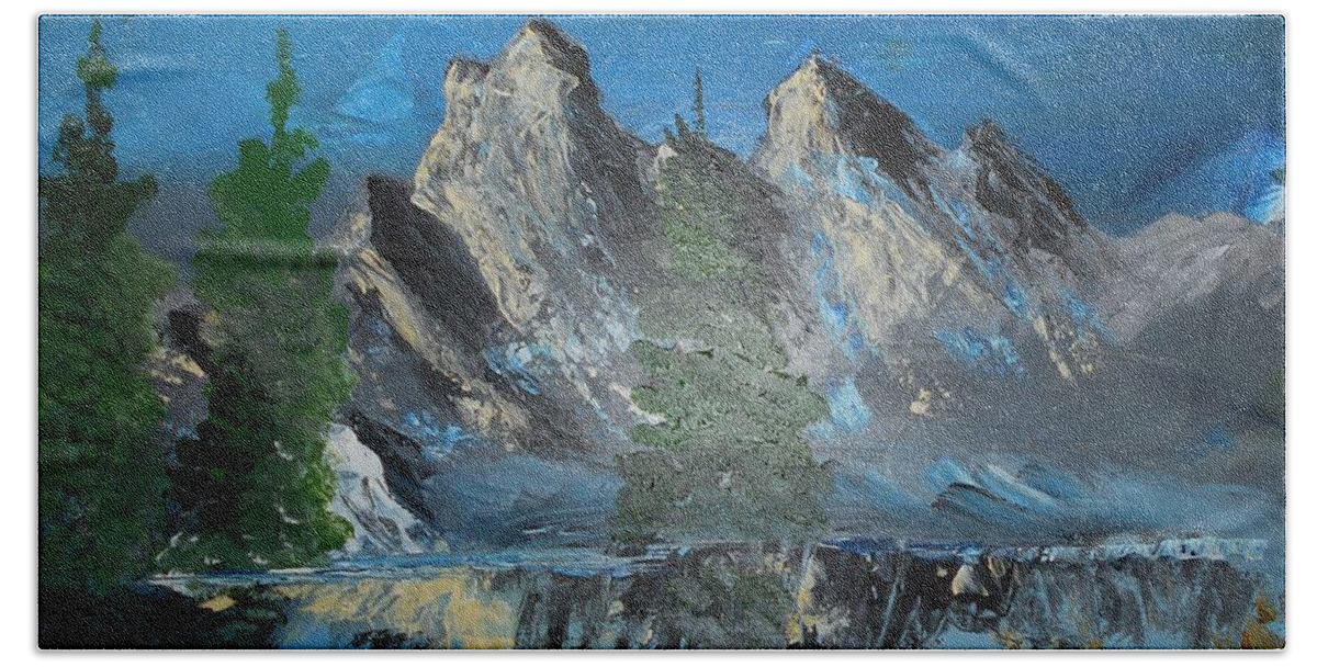Mountains Beach Towel featuring the painting Mountain Reflection Painting # 364 by Donald Northup