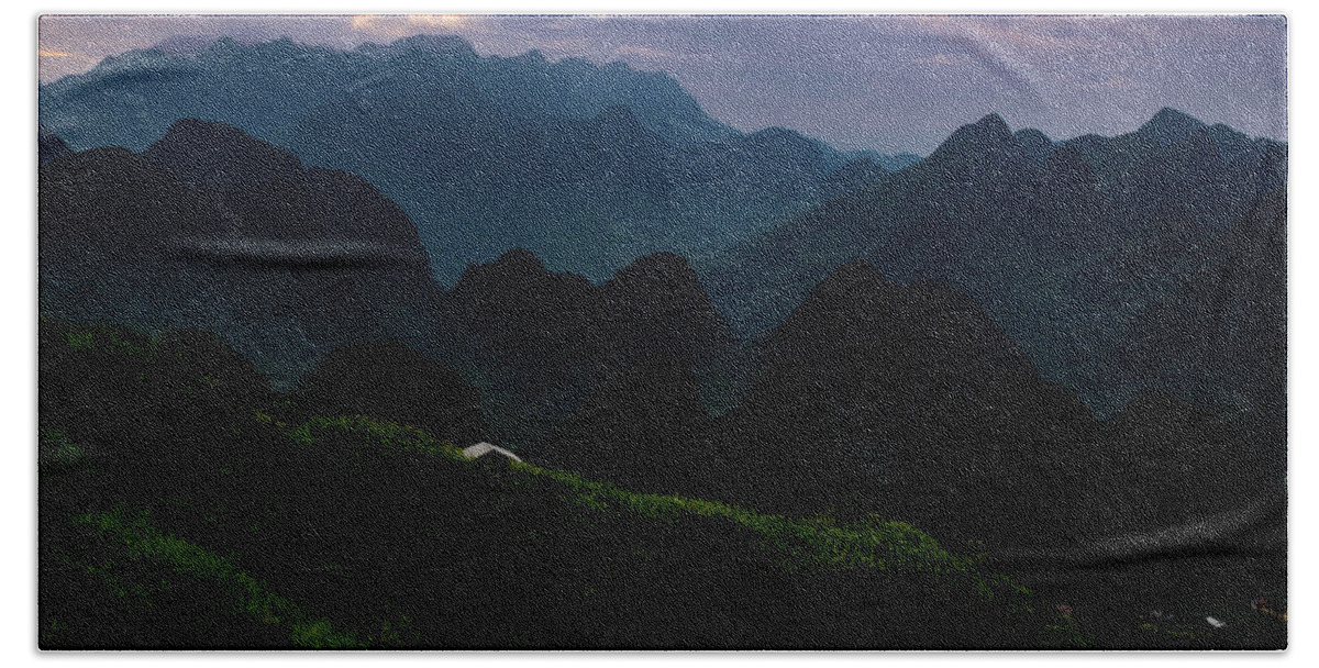 Ha Giang Beach Towel featuring the photograph Waiting For The Night - Ha Giang Loop Road. Northern Vietnam by Earth And Spirit
