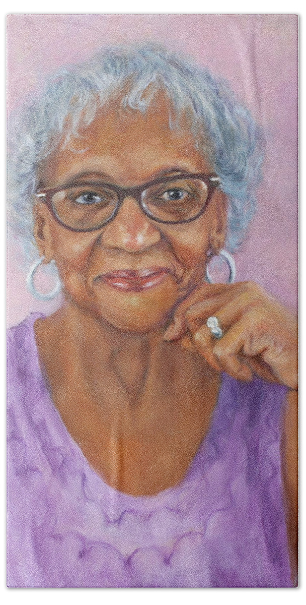 Portrait Beach Towel featuring the painting Mrs. Jackson by Marian Berg