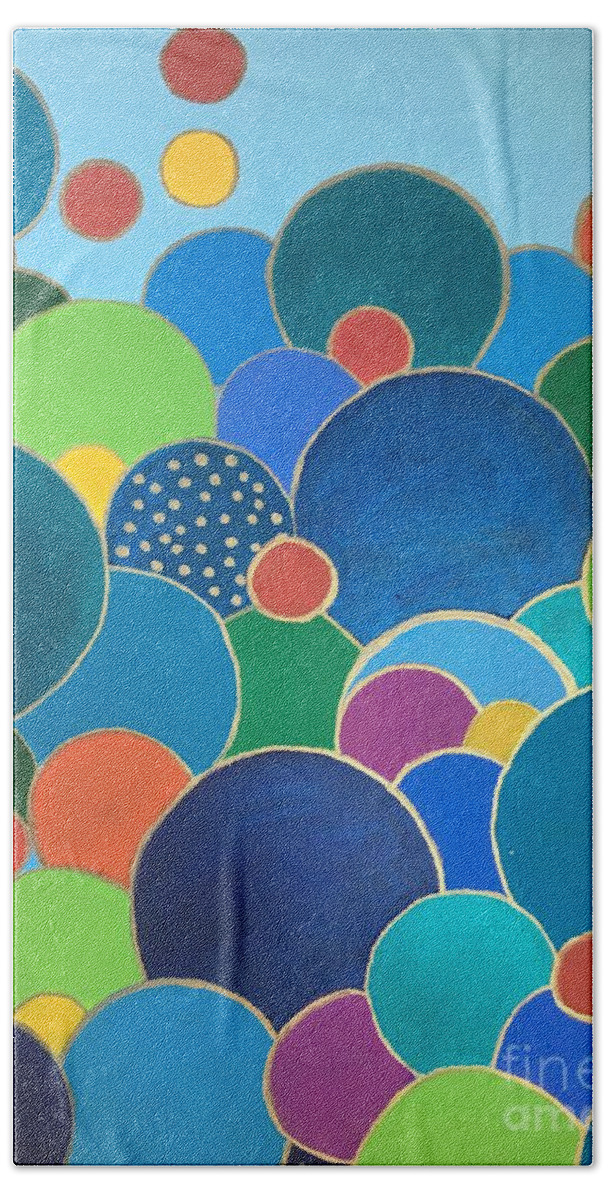 Bubbles Beach Towel featuring the painting Multi-color Bubbles by Debora Sanders