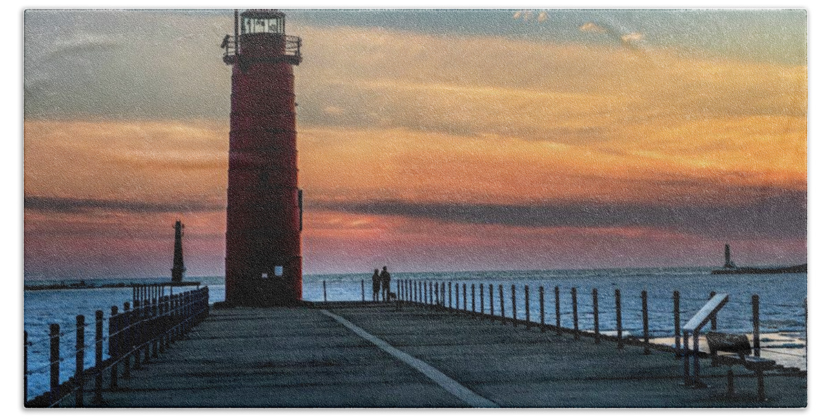 Northernmichigan Beach Towel featuring the photograph Muskegon Michigan Lighthouse IMG_3976 HRes by Michael Thomas