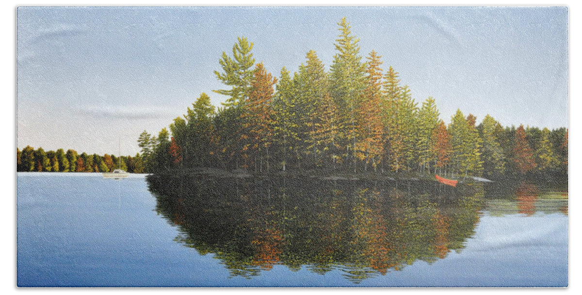 Landscapes Beach Towel featuring the painting Muskoka Island  by Kenneth M Kirsch