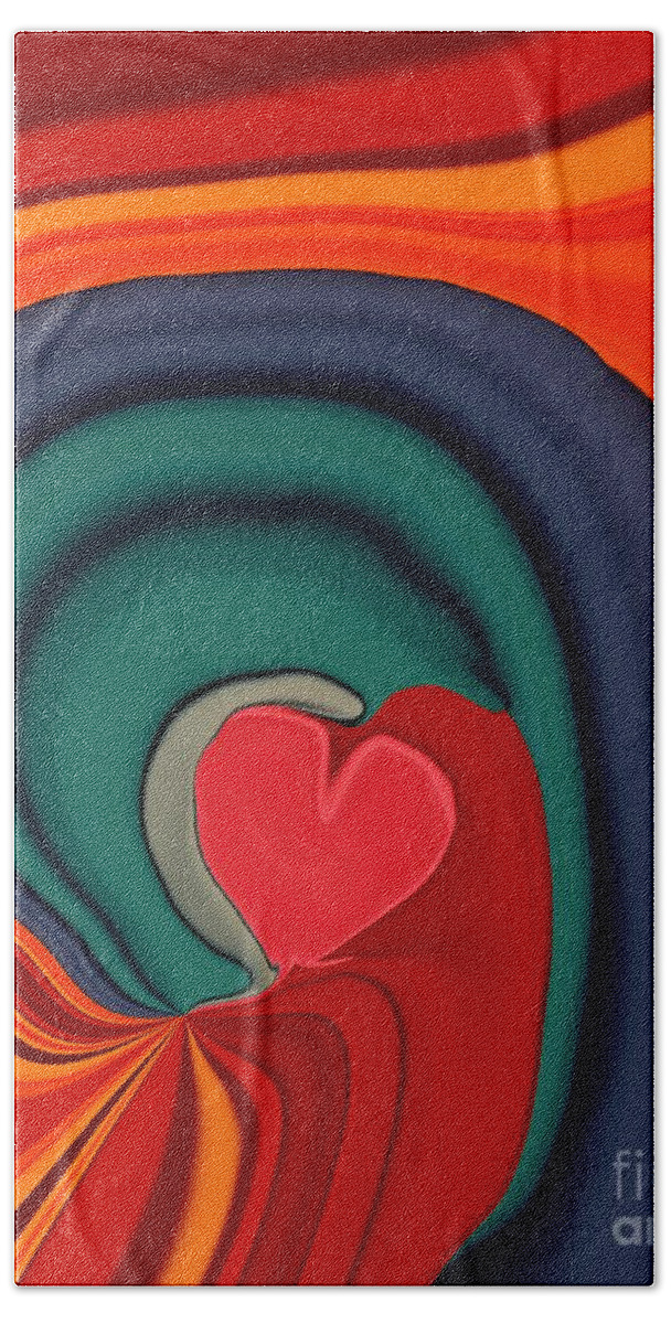 Heart Abstract Beach Towel featuring the digital art My precious heart by Elaine Hayward