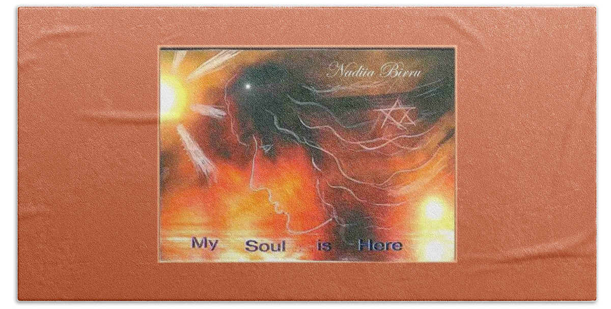 Soul Beach Towel featuring the digital art My Soul is Here by Nadia Birru