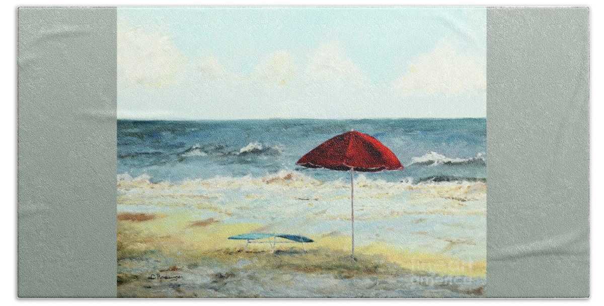 Myrtle Beach Beach Towel featuring the painting Myrtle Beach by Paint Box Studio