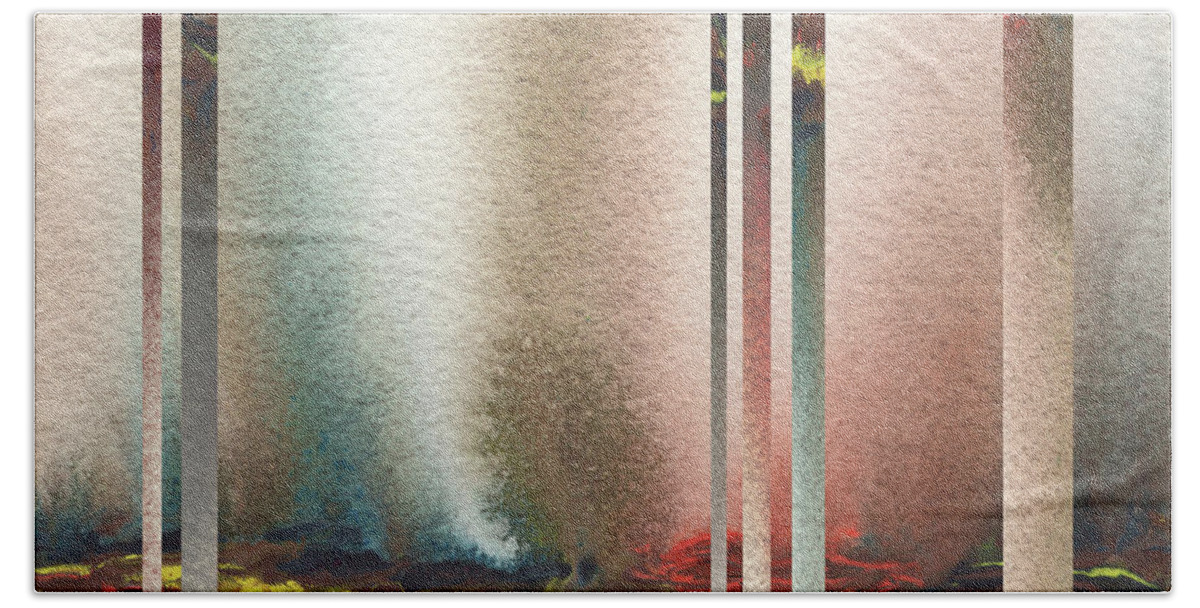 Mist Beach Towel featuring the painting Mystic Rain Abstract Modern Decor Watercolor II by Irina Sztukowski