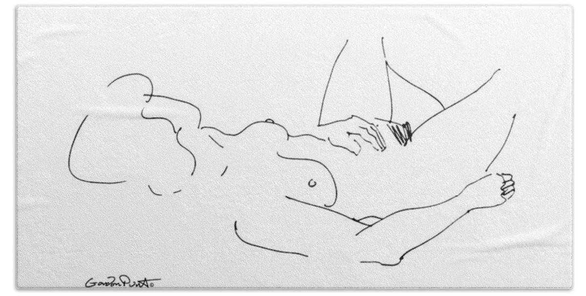 Female Beach Towel featuring the drawing Naked Women Art 29 by Gordon Punt