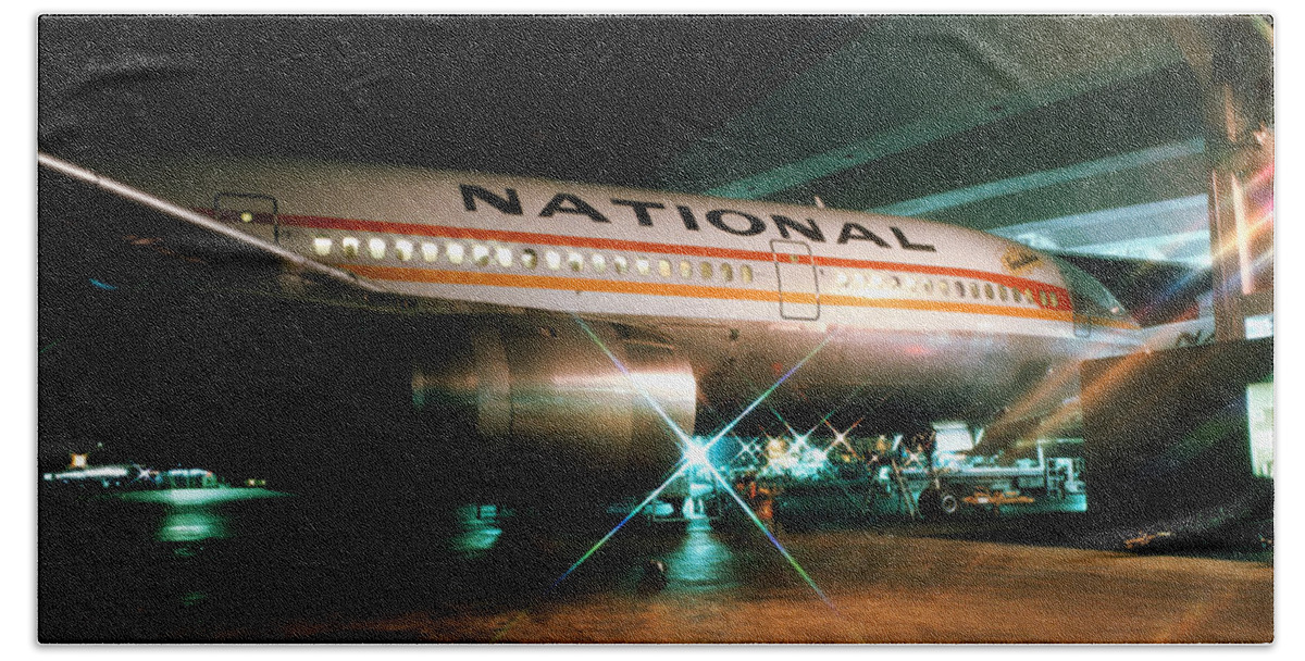 National Airlines Beach Towel featuring the photograph National Airlines DC-10 at Miami by Erik Simonsen
