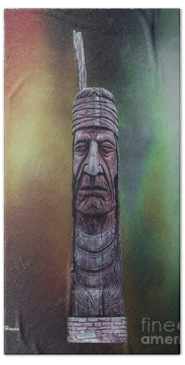 Totem Beach Towel featuring the mixed media Native American Totem Artistry by DB Hayes