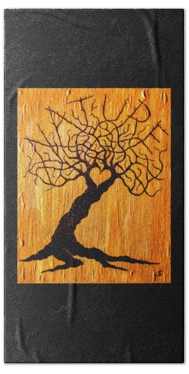 Nature Beach Towel featuring the drawing Nature Love Tree- no foliage by Aaron Bombalicki