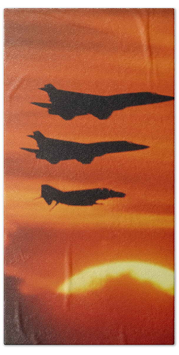 U.s. Navy Beach Towel featuring the mixed media Navy Jets in the Sun by Erik Simonsen