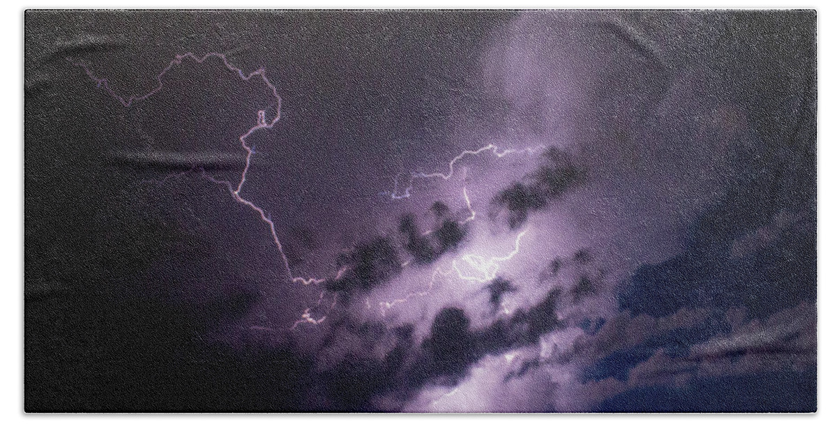 Nebraskasc Beach Towel featuring the photograph Nebraska August Lightning 030 by Dale Kaminski