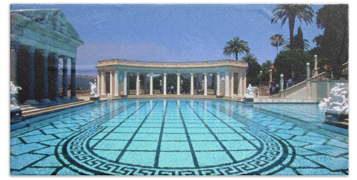 Neptune Pool Beach Towel featuring the photograph Neptune pool Hearst castle by David Lee Thompson