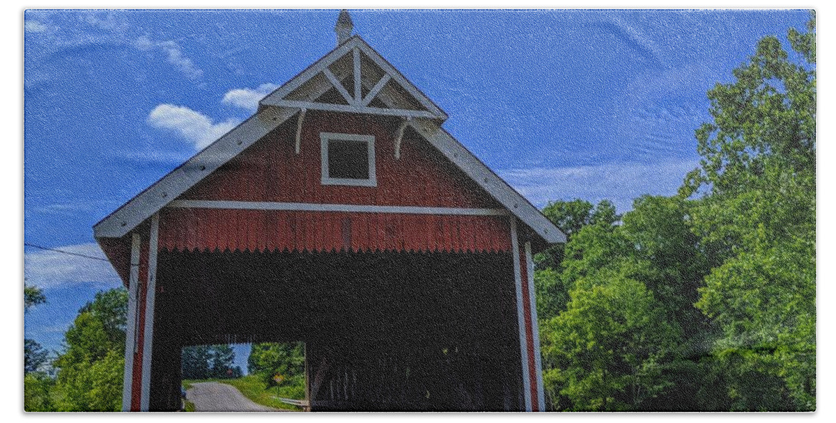 Covered Bridge Beach Towel featuring the photograph Netcher Road Covered Bridge by Brad Nellis
