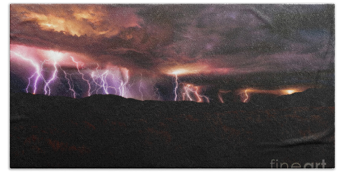 Taos Beach Towel featuring the photograph New Mexico Lightning Show 1 by Elijah Rael