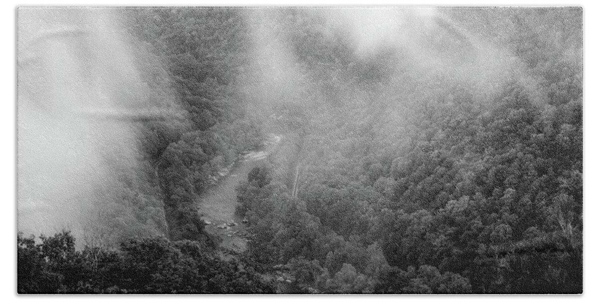 New River Gorge Fog Beach Towel featuring the photograph New River Gorge Fog by Dan Sproul