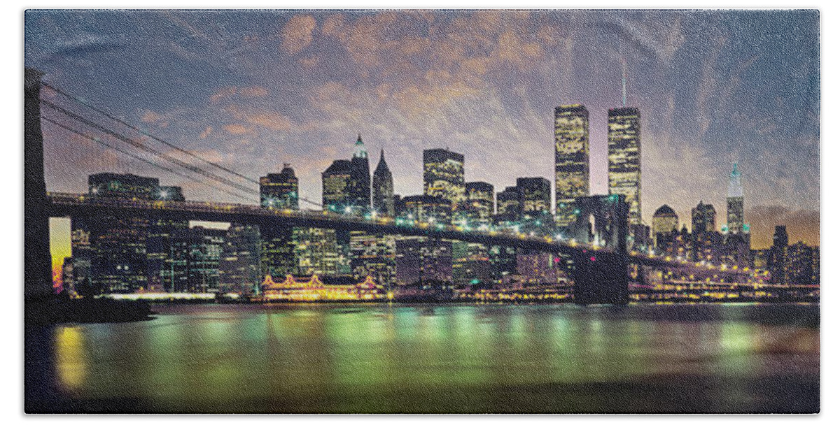 New York City Skyline Beach Towel featuring the photograph New York City Skyline by Jon Neidert