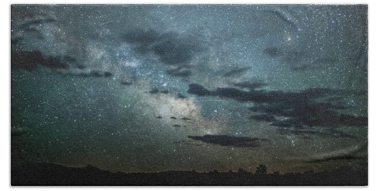 Oil On Canvas Beach Towel featuring the digital art Night Sky at The Needles, NPS by Celestial Images