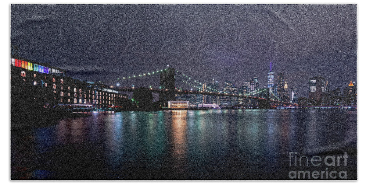 2019 Beach Towel featuring the photograph New York at Night by Stef Ko