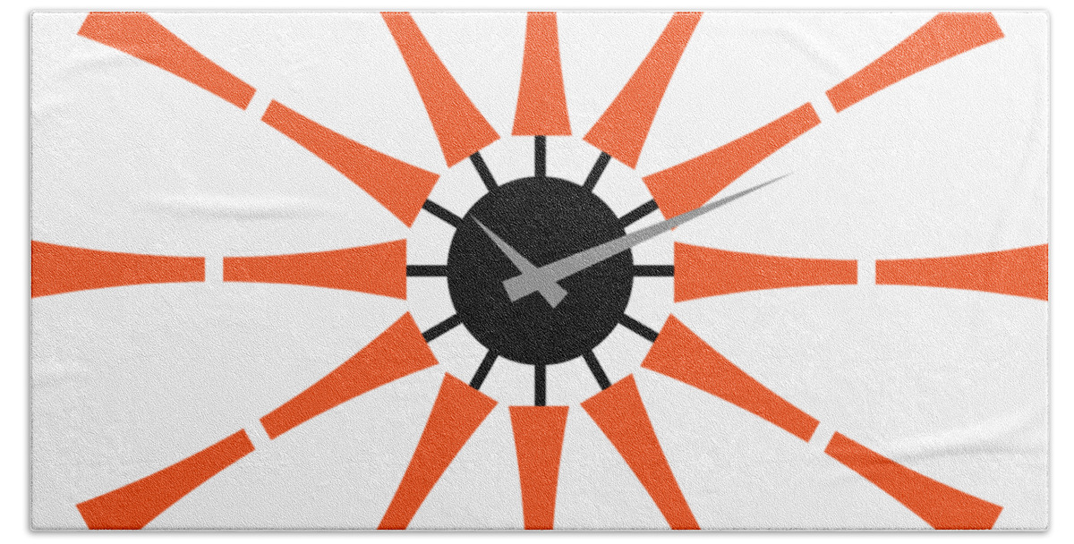 Mid Century Modern Beach Towel featuring the digital art No Background Spindle Clock by Donna Mibus