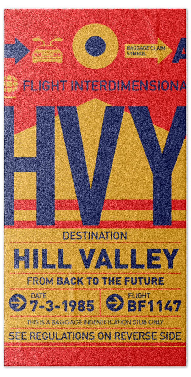 Back Beach Towel featuring the digital art No006 MY Hill Valley Luggage Tag Poster by Chungkong Art