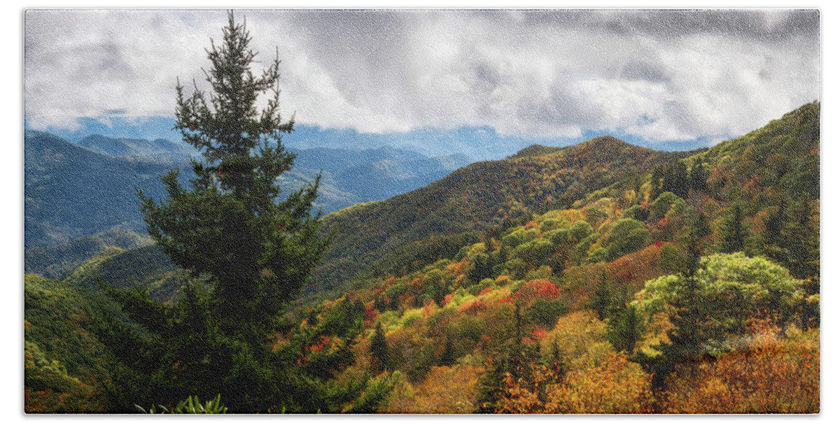 Western North Carolina Beach Towel featuring the photograph North Carolina Blue Ridge Parkway October Mountains Autumn Colors by Dave Allen