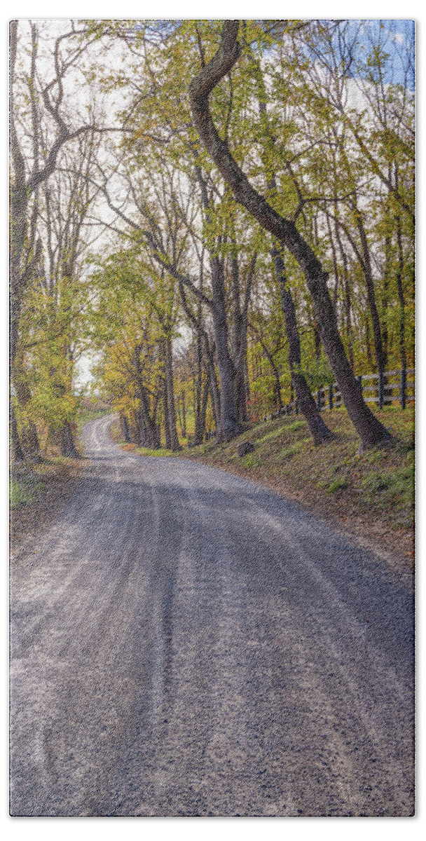 Airmont Beach Towel featuring the photograph Northern Virginia Country Road by Donna Twiford