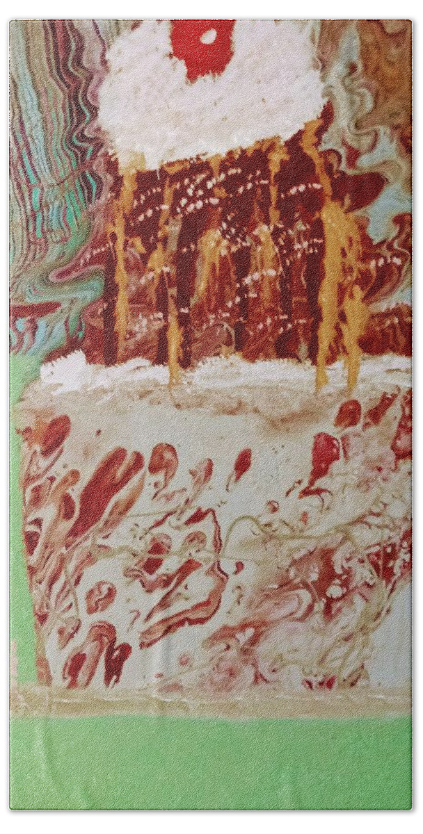 Ice Cream Beach Towel featuring the painting Nostalgic Dessert by Anna Adams