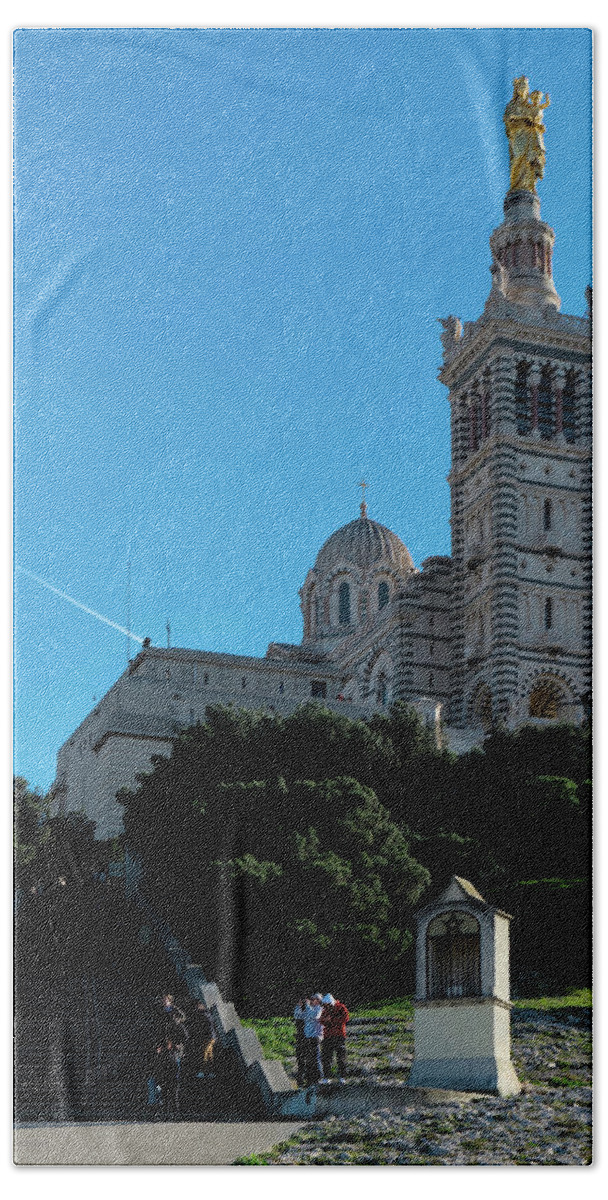 Marseille Beach Towel featuring the photograph Notre-Dame de la Garde View - Marseille by Angelo DeVal