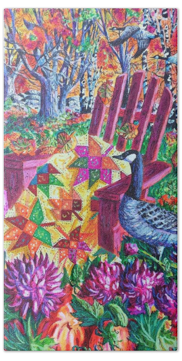 Autumn Beach Towel featuring the painting November Quilt by Diane Phalen