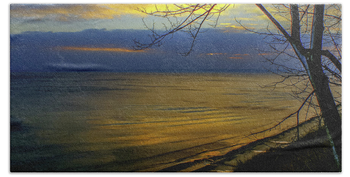 Lake Michigan Beach Towel featuring the photograph November Sunrise by Deb Beausoleil