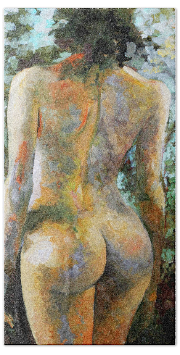 Nude Beach Towel featuring the painting Nude by Vali Irina Ciobanu