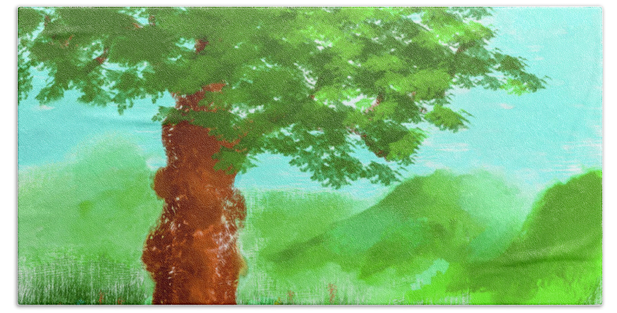 Oak Tree Beach Towel featuring the digital art Oak tree 3 #k6 by Leif Sohlman
