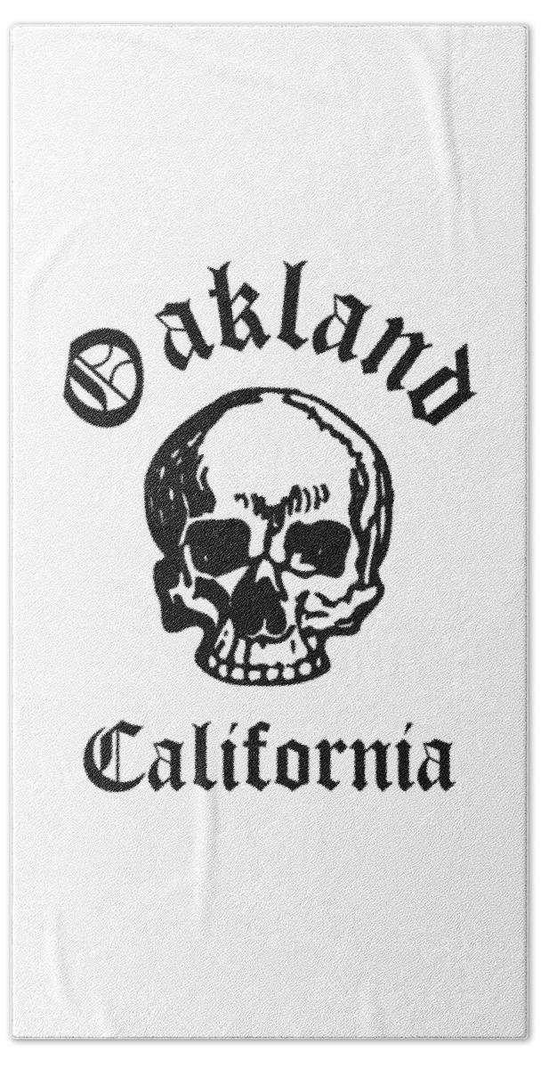 Oakland Beach Towel featuring the drawing Oakland California Hardcore Streets Urban Streetwear White Skull, Super Sharp PNG 2 by Kathy Anselmo