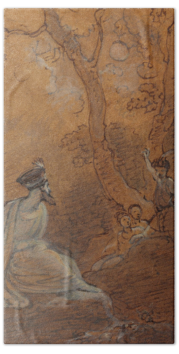 19th Century Beach Towel featuring the drawing Oberon and Puck by Robert Smirke