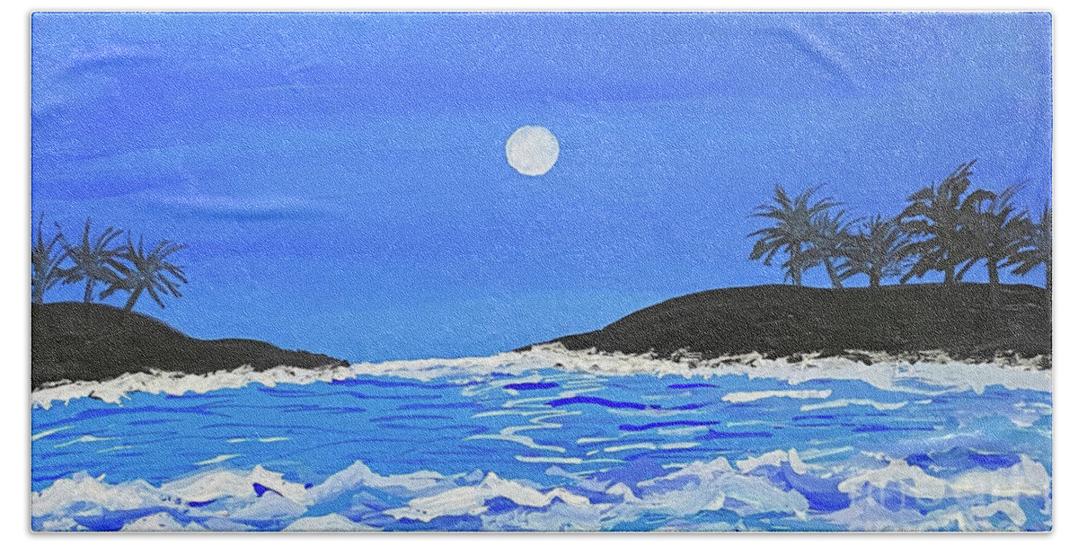 Waves Beach Towel featuring the painting Ocean Waves in Gouache by Lisa Neuman