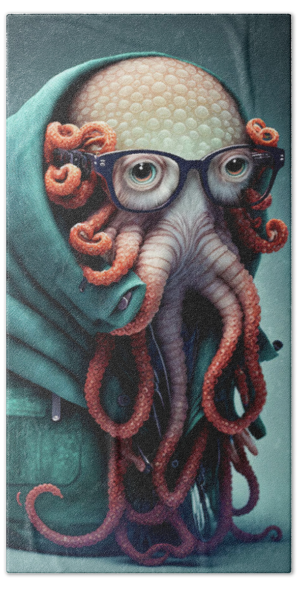 Octopus Beach Towel featuring the digital art Octopus Fashion 01 by Matthias Hauser