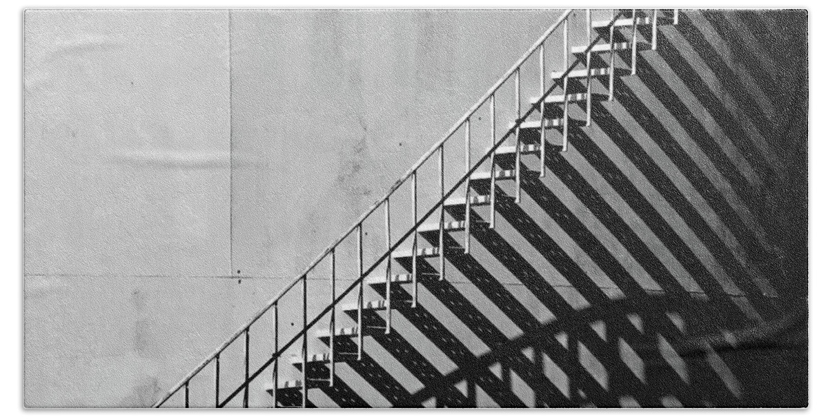 Shadow Beach Towel featuring the photograph Oil Storage Tank Shadow Stairs by Pete Klinger