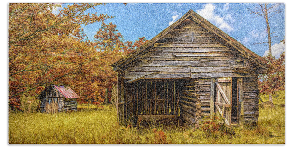 Old Beach Towel featuring the photograph Old Barns at Buckley Autumn Vineyards by Debra and Dave Vanderlaan